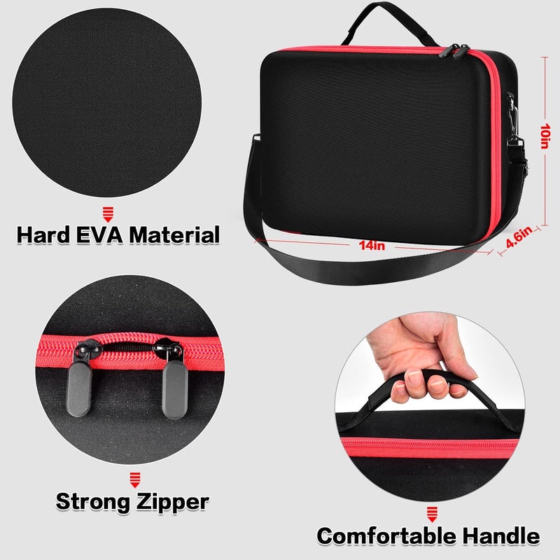 Comecase Hard Carrying Case for Meta Quest 3S/ 3/ for Oculus Quest 2 Official Original/Elite Strap VR Headset and Controller Accessories,Portable Travel Storage Bag for Home, Outdoor - Red Zipper - Image 3